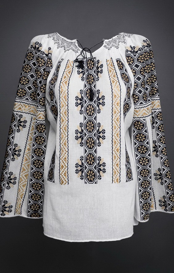 Romanian Embroidered Blouses Shop Blue Flowered Blouse